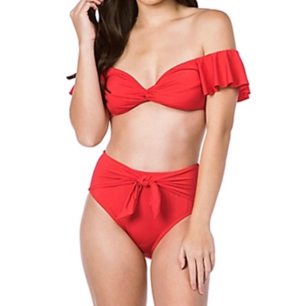 Trina Turk Red Off-Shoulder Bikini